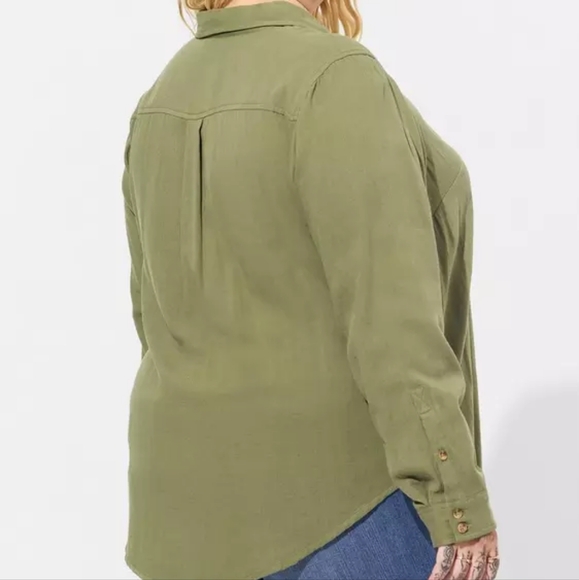Torrid Sage Green Collared Button Up Long Sleeve Shirt - Picture 9 of 10